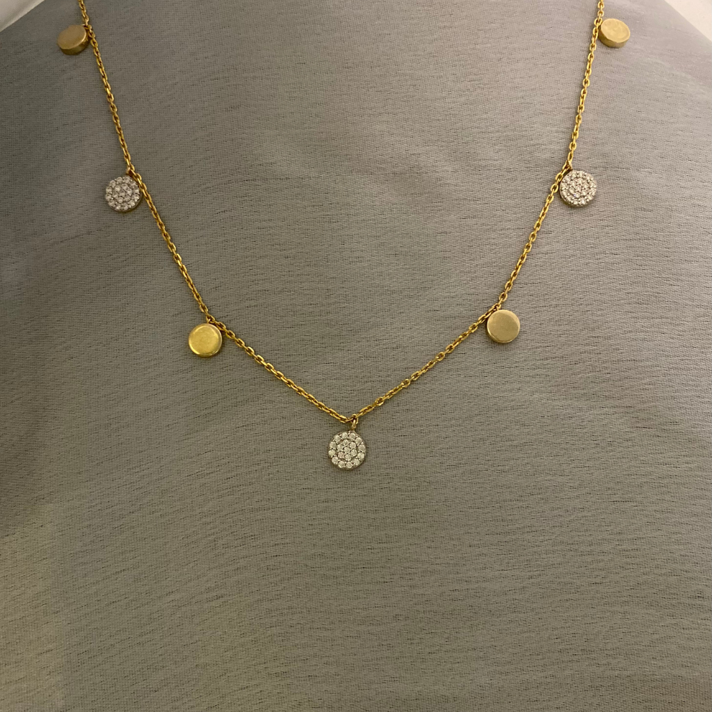 Round Diamond & Gold Dangler