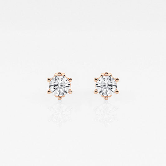 Round Solitaire earring with six prongs