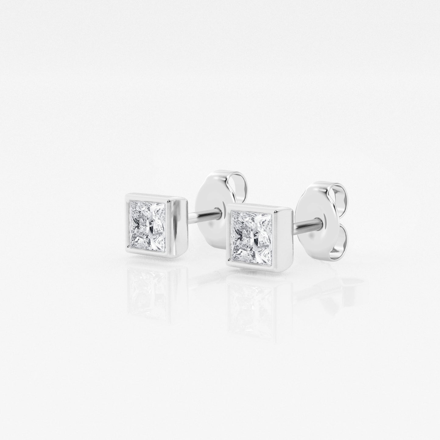 Bezel set Princess solitaire earrings