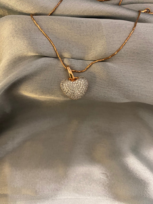 Puffy heart pendant with chain