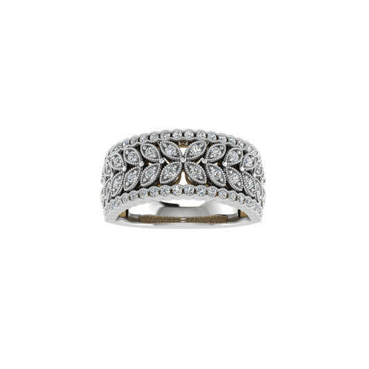 Floral Lattice Diamond Ring