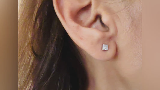 Bezel set Princess solitaire earrings
